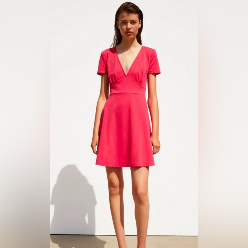 Zara Pink/Red Mini Dress -Size Large (PRELOVED)